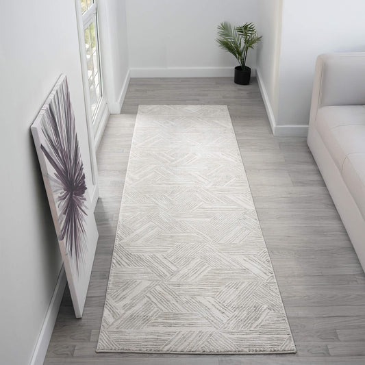 Light Grey Portland 840 Hallway Runner Rug - Detail View | Rug Queen Australia
