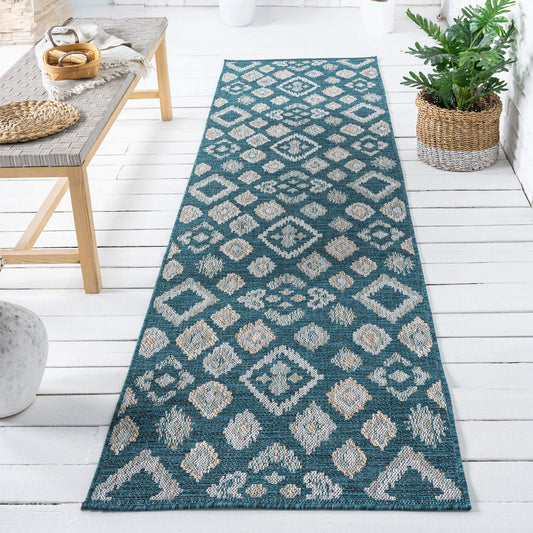 Turquoise Terrace 551 Hallway Runner Rug - Detail View | Rug Queen Australia
