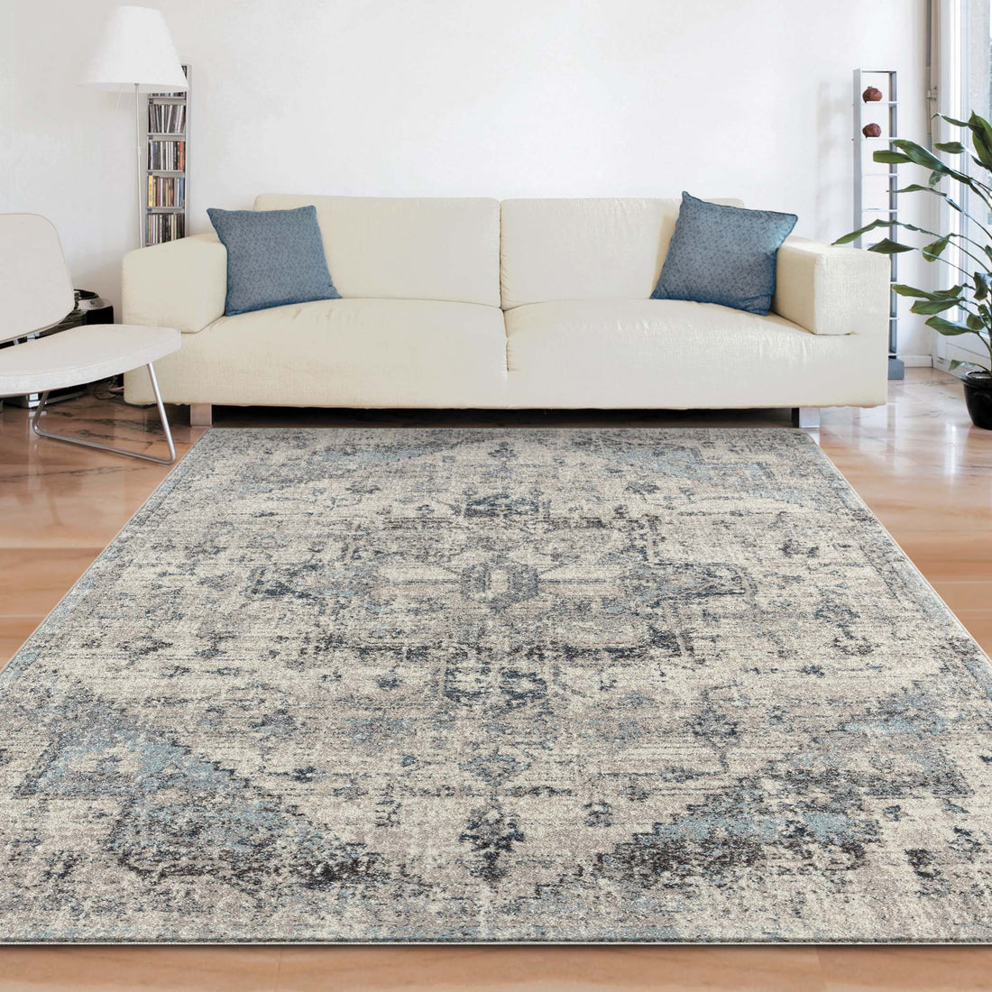 Natural fibre jute rug in coastal living room | Rug Queen Australia