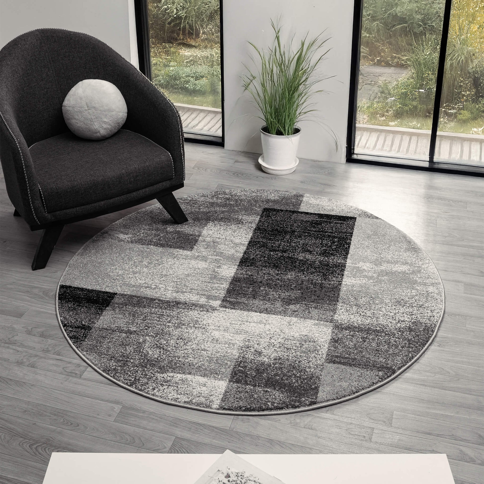 Grey Round Slate 766 Rug - Detail View | Rug Queen Australia