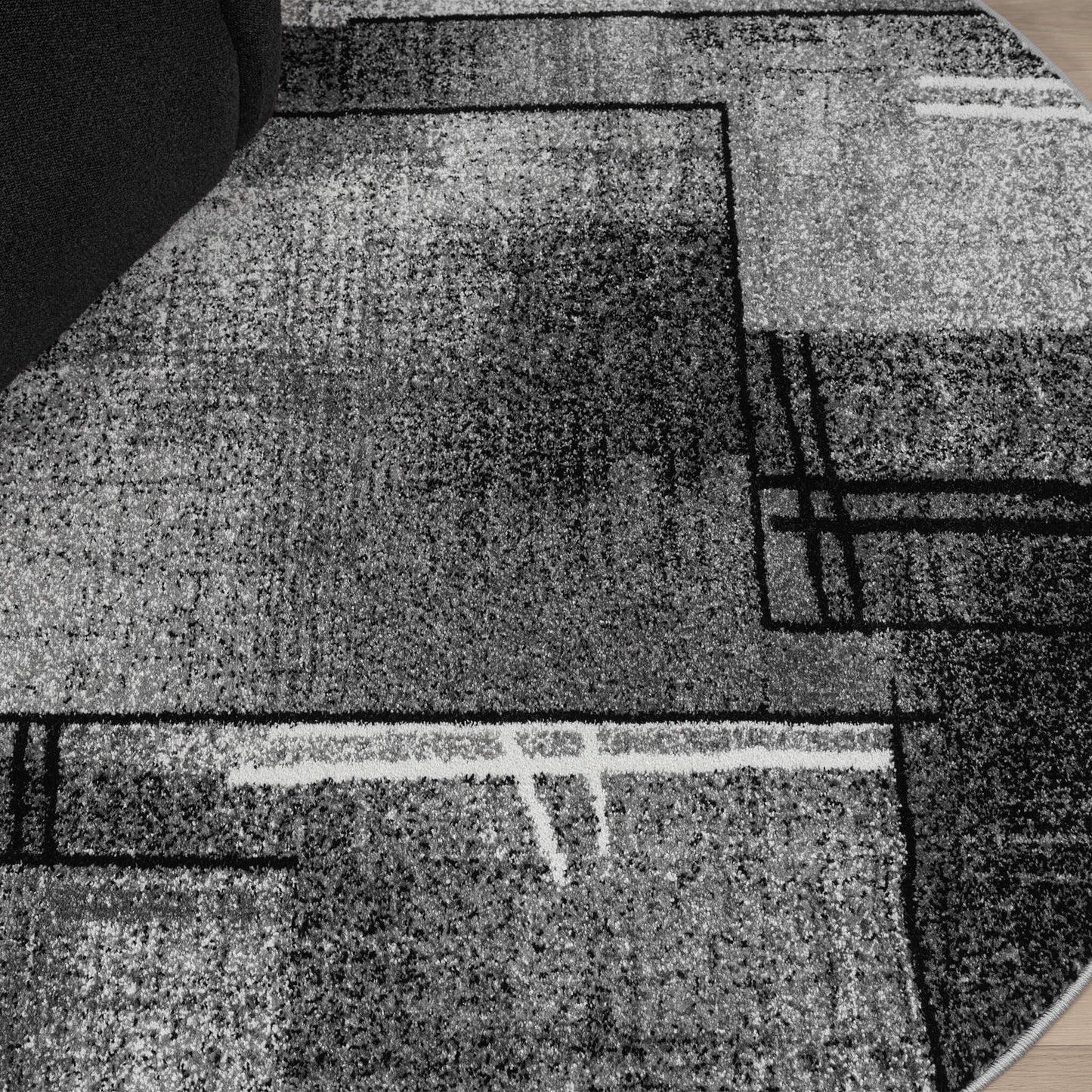 Grey Round Slate 768 Rug - Close Up | Rug Queen Australia