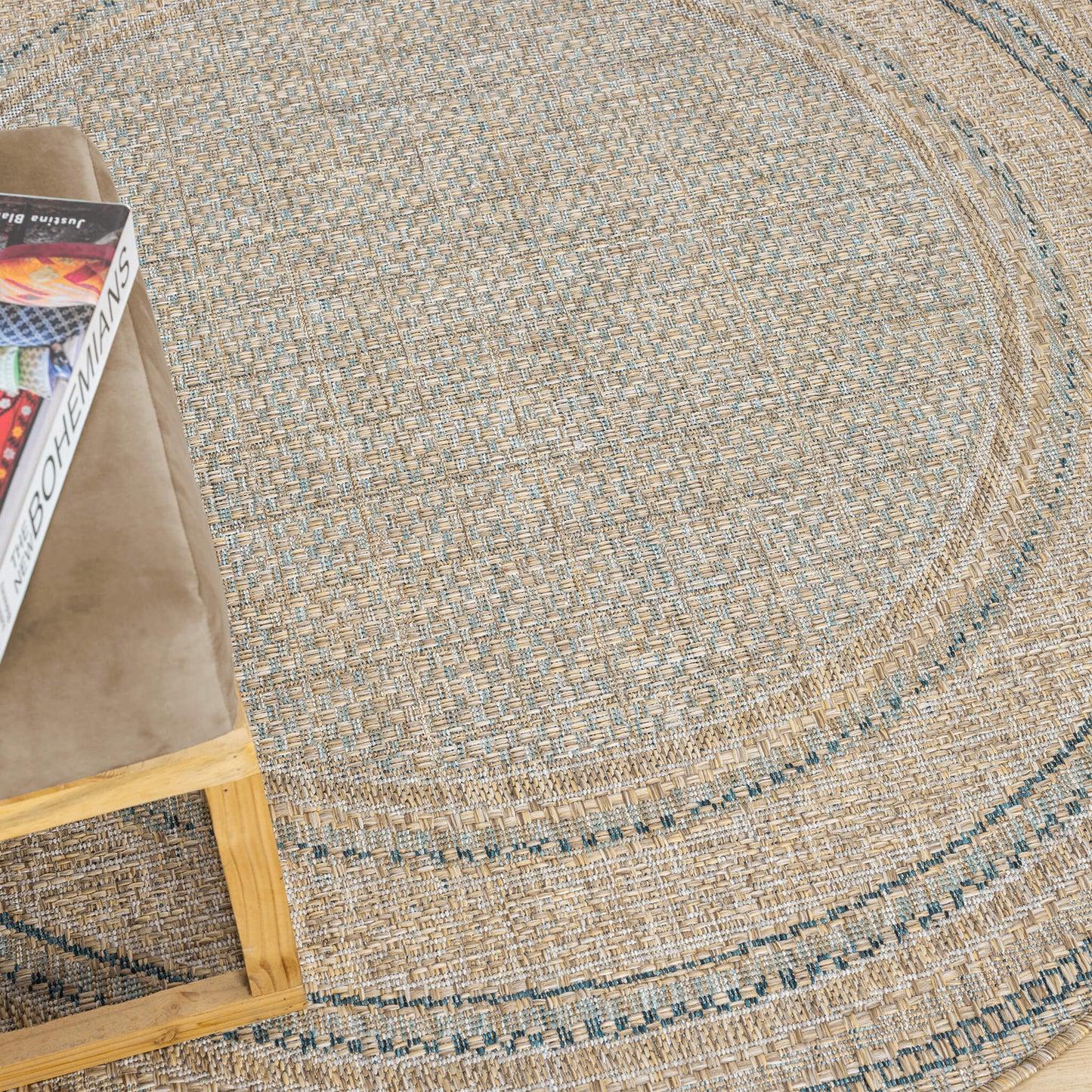 Olive Round Terrace 553 Rug - Close Up | Rug Queen Australia