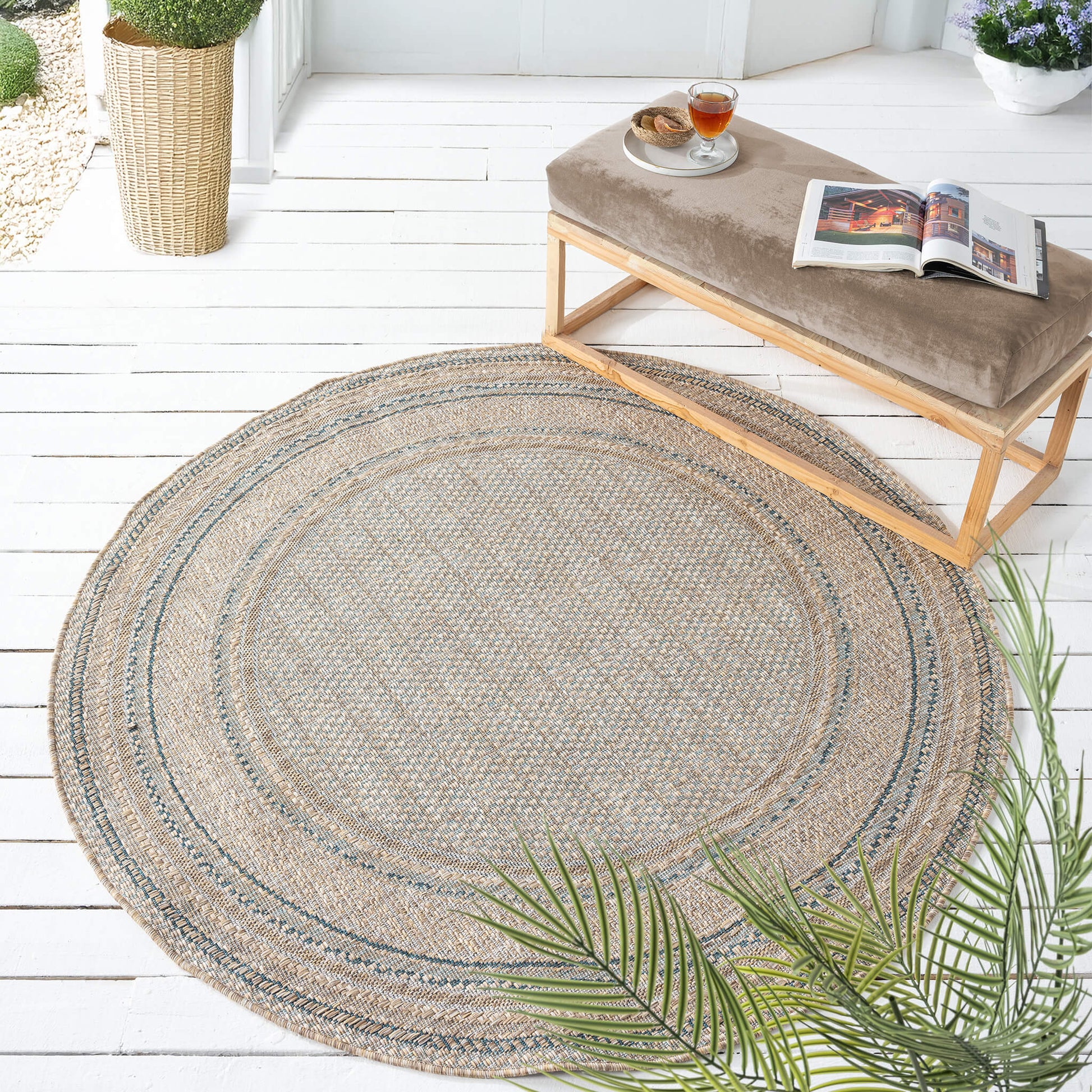 Olive Round Terrace 553 Rug - Detail View | Rug Queen Australia