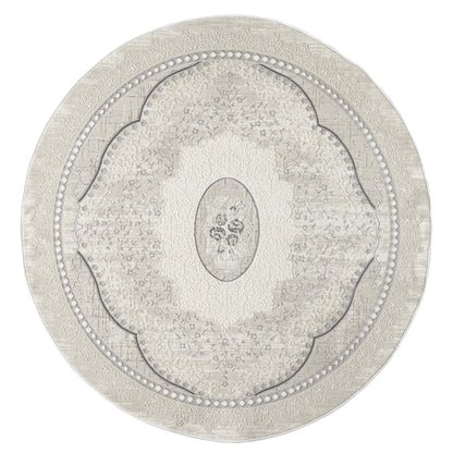 Amore 4002 Grey Round Rug