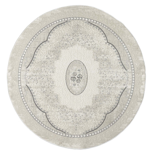 Amore 4002 Grey Round Rug