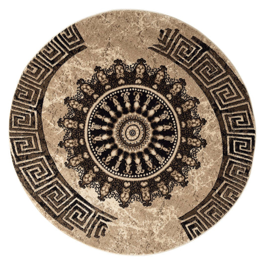 Boston 6447 Brown Round Rug