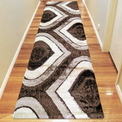 Luxury Shaggy 1204 Brown Hallway Runner