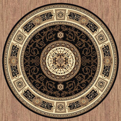 Palace 7647 Black Round Rug