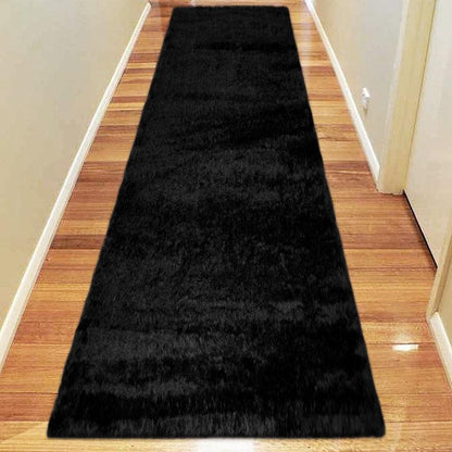 Soft Shaggy 1001 Black Hallway Runner