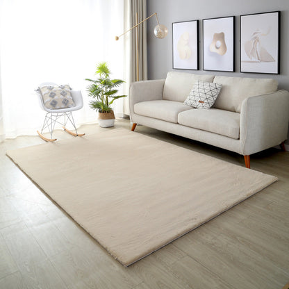 Plush Faux Fur Rice Beige Rug