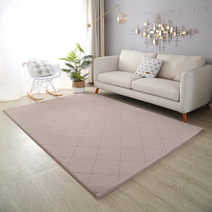 Plush Faux Fur Beige Diamond Rug