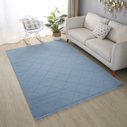 Plush Faux Fur Blue Diamond Rug