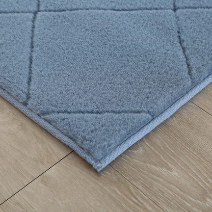 Plush Faux Fur Blue Diamond Rug