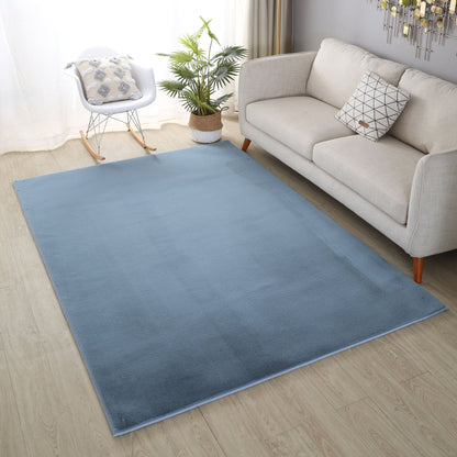 Plush Faux Fur Blue Rug