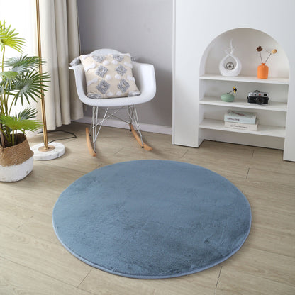 Plush Faux Fur Blue Rug